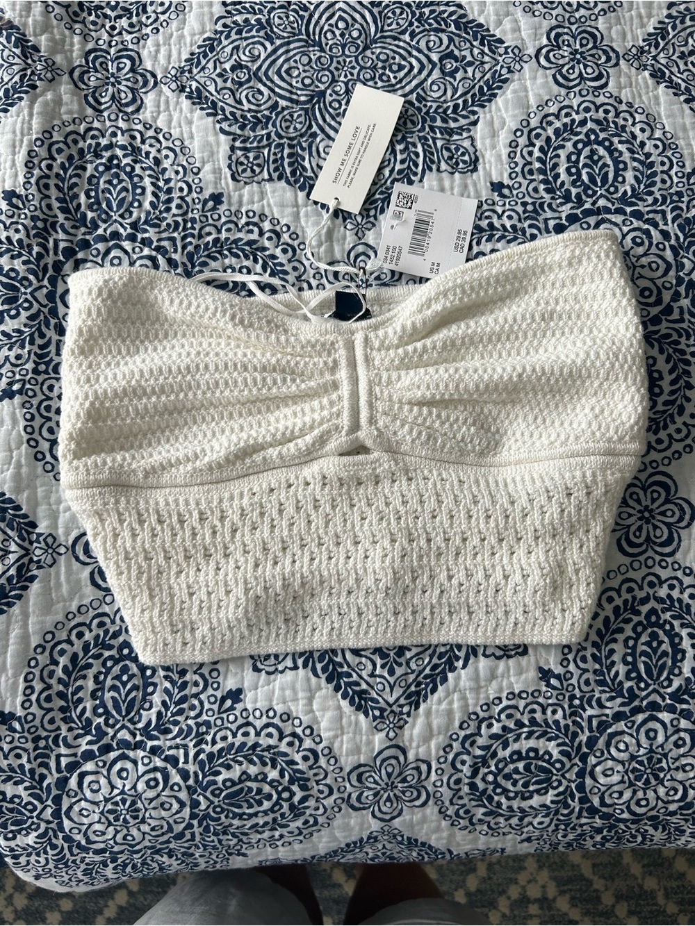 American EagleWhite Textured Strapless Bandeau Top